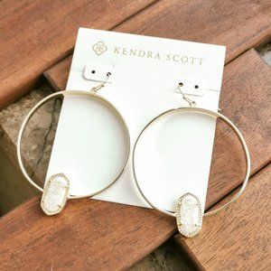 Elora Hoop Earrings Gold Iridescent Drusy